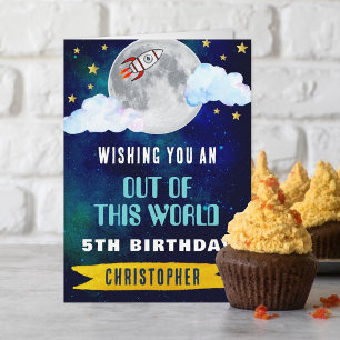 Rocket Ship Out Of This World Any Age Birthday Card