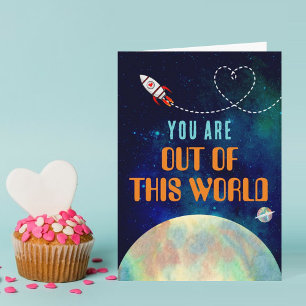 Rocket Ship Out Of This World Valentine's Day Card
