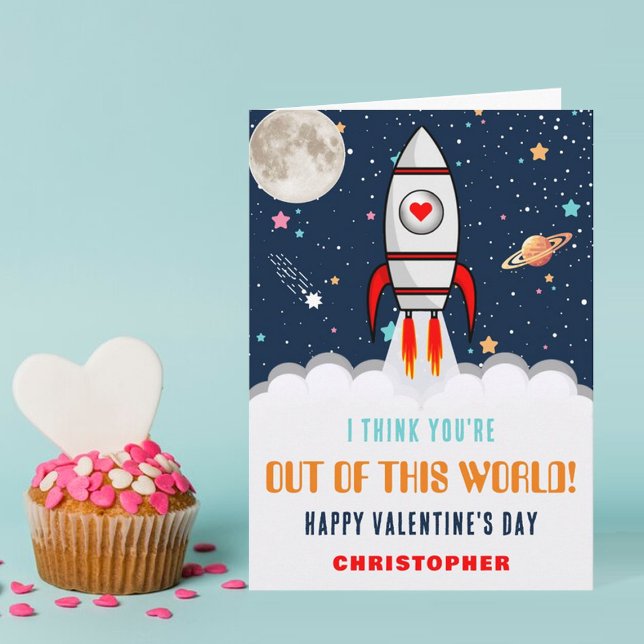 Rocket Ship Out Of This World Valentine's Day Card (Creator Uploaded)