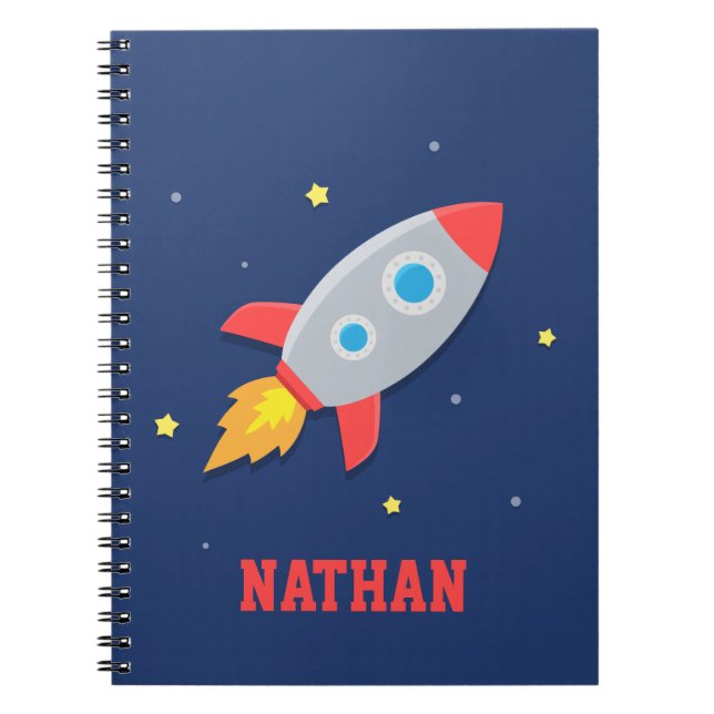 Rocket Ship, Outer Space, For Boys Notebook (Front)