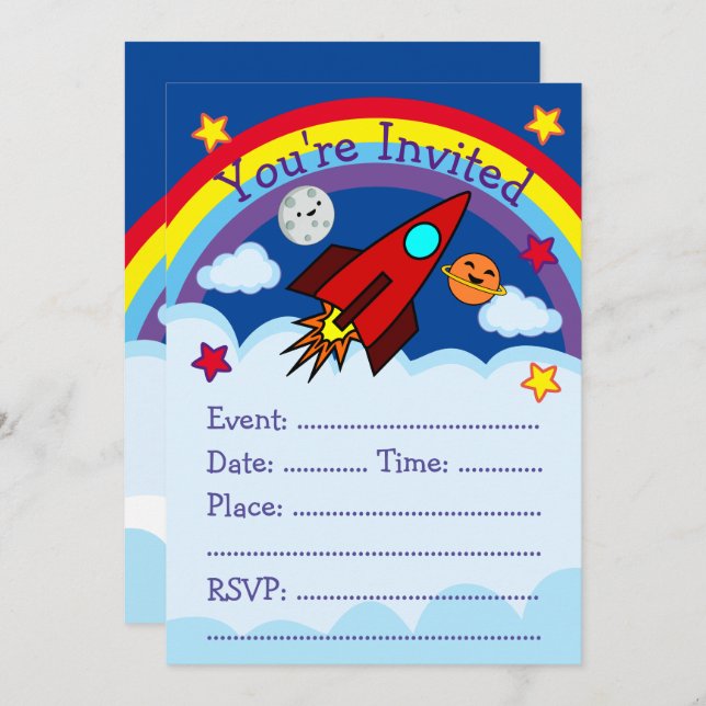 Rocket Ship Party Invitation (Front/Back)