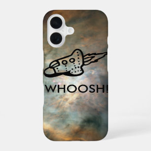 Rocket Ship Pictogram in Space Nebula iPhone 16 Case
