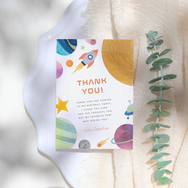 Rocket Ship Space Boy Birthday Thank You Card (Creator Uploaded)