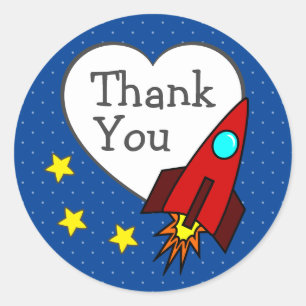 Rocket Ship Thank You Classic Round Sticker