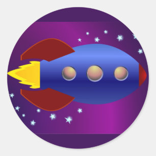 Rocket Ship to the Stars Classic Round Sticker