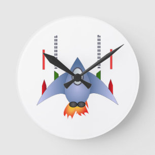 Rocket Shower Party Birthday Celebration Destiny Round Clock