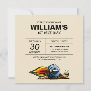 Rocket Snail Birthday Invitation