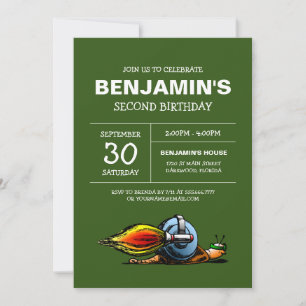 Rocket Snail Birthday Invitation