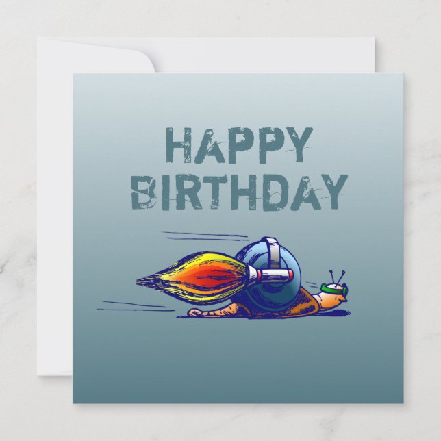Rocket Snail Flat Birthday Card (Front)