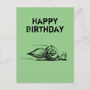 Rocket Snail Postcard Birthday Card