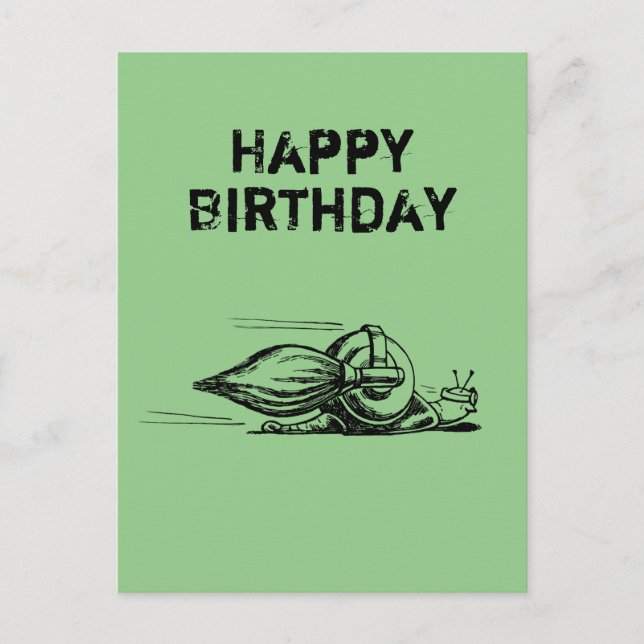 Rocket Snail Postcard Birthday Card (Front)