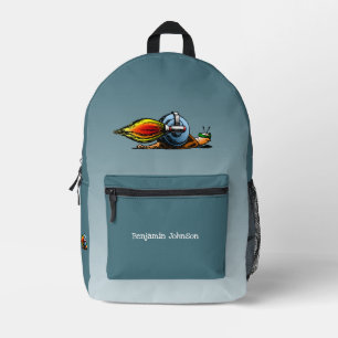 Rocket Snail Printed Backpack