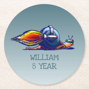 Rocket Snail Round Paper Coaster