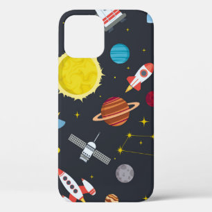Rocket space globe solar system and planet cosmos iPhone 12 case