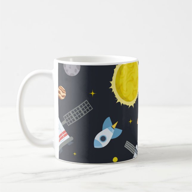 Rocket space globe solar system and planet cosmos  coffee mug (Left)