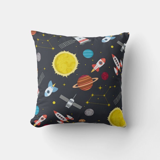 Rocket space globe solar system and planet cosmos  cushion (Front)