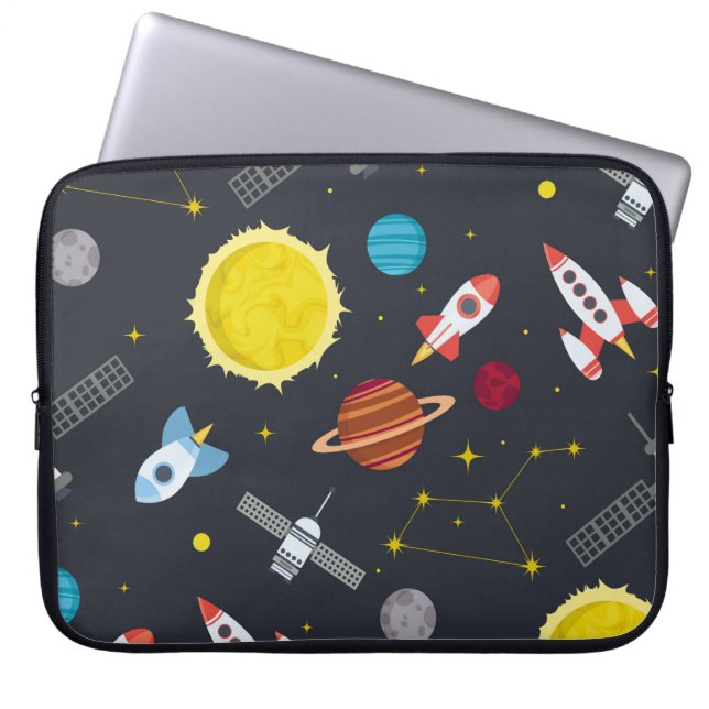 Rocket space globe solar system and planet cosmos  laptop sleeve (Front)