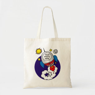 rocket space kid - add your own photo tote bag