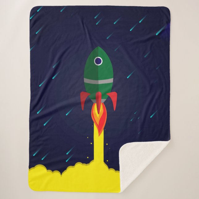 Rocket spaceship astrology astronaut sherpa blanket (Front)
