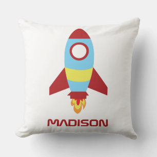Rocket Spaceship Launching Custom Name Cushion