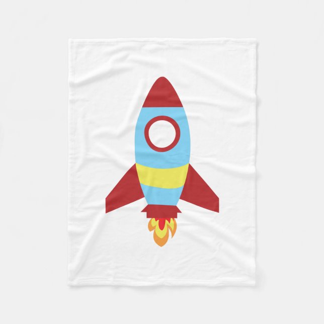 Rocket Spaceship Launching Fleece Blanket (Front)