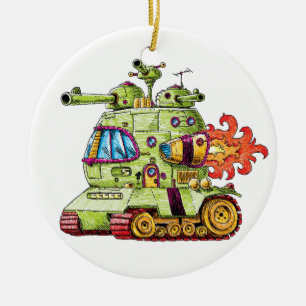 Rocket Tank Ceramic Ornament