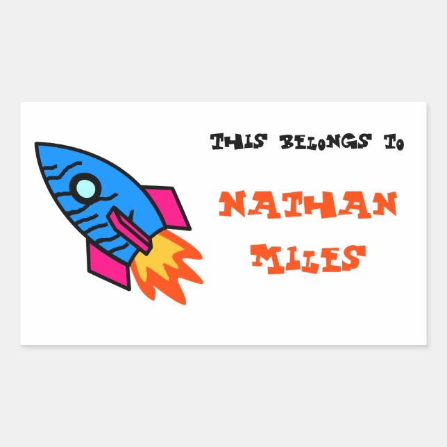 Rocket "This Belongs To..." Rectangular Sticker (Front)