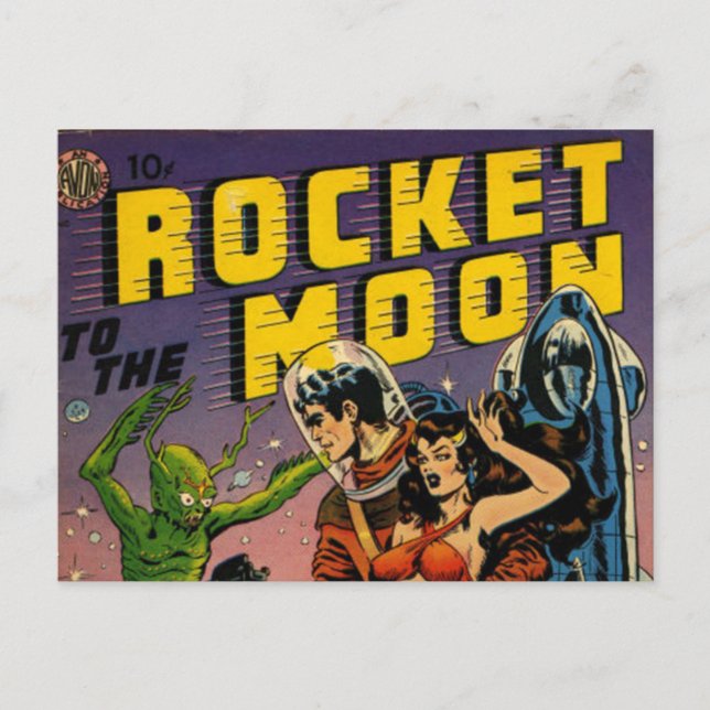 Rocket to the Moon Comic Postcard (Front)