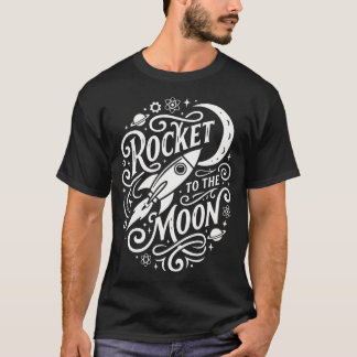 Rocket To The Moon Outer Space Astronomy Stars T-Shirt