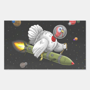 Rocket Turkey in Outer Space Rectangular Sticker