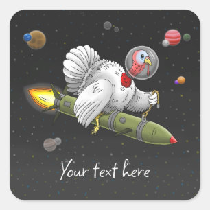 Rocket Turkey in Space Square Sticker