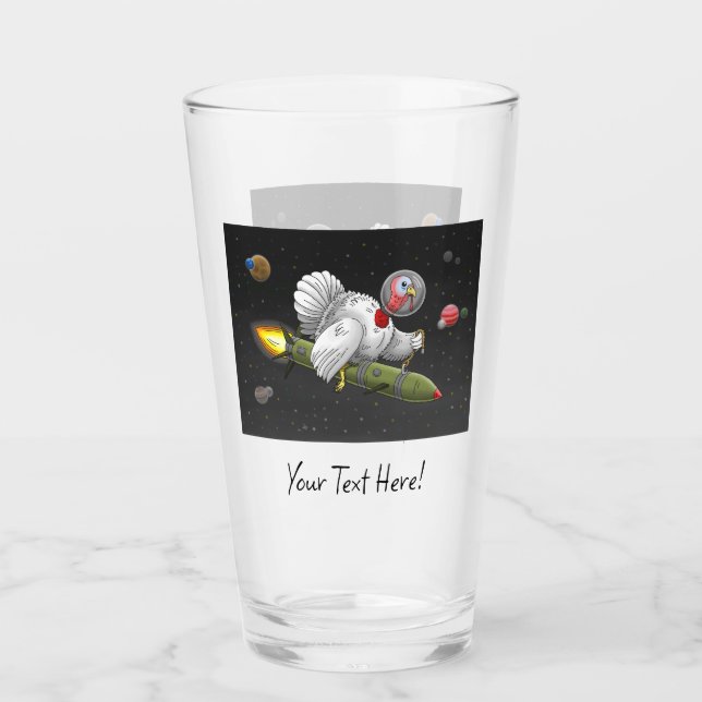Rocket Turkey the Space Explorer Glass (Front)