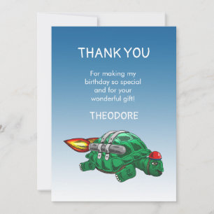 Rocket Turtle Birthday Thank You Card