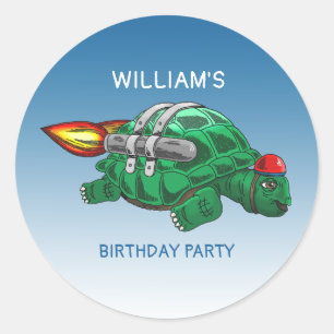 Rocket Turtle Classic Round Sticker
