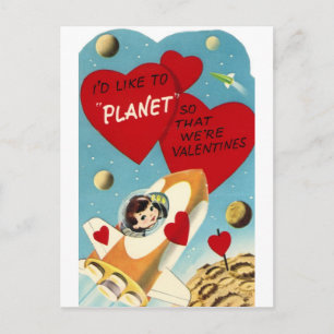 Rocket Valentine Holiday Postcard
