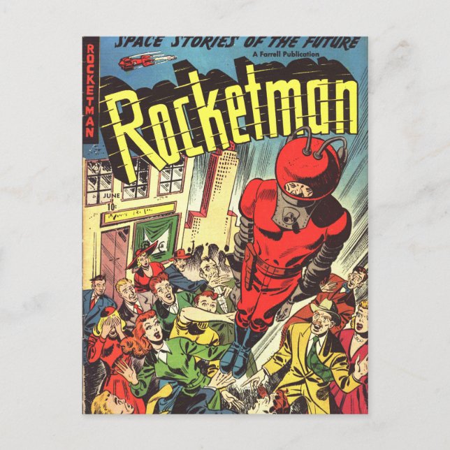 Rocketman vintage comics postcard (Front)