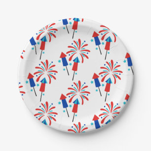 Rockets and Fireworks Paper Plate