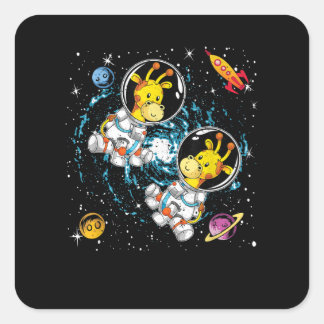 Rockets Astronaut Africa Zoo Animal Outer Space Gi Square Sticker