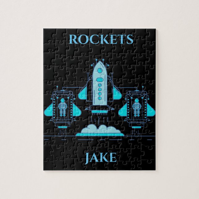 Rockets puzzle with personalised name. (Vertical)