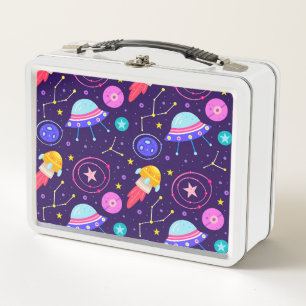 Rockets, Spaceship, Outer Space, Stars & Planet Metal Lunch Box