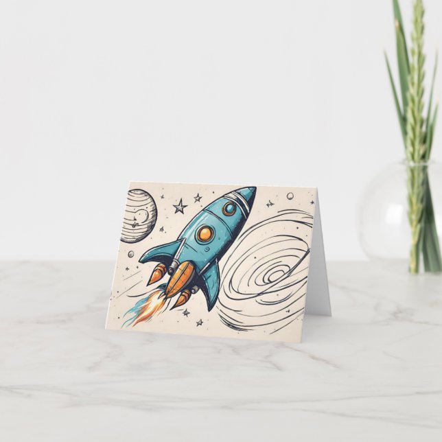 Rocketship Birthday Invitation (Front)