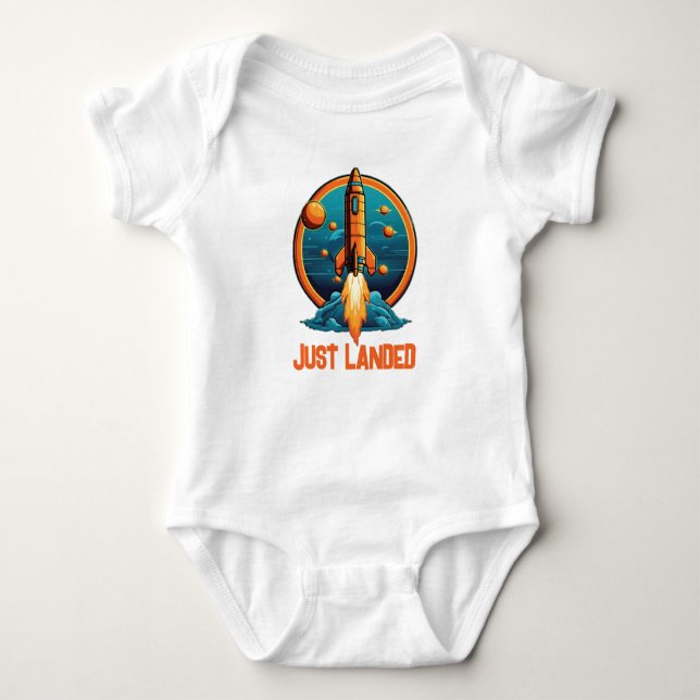 Rocketship Just landed Baby Bodysuit (Front)