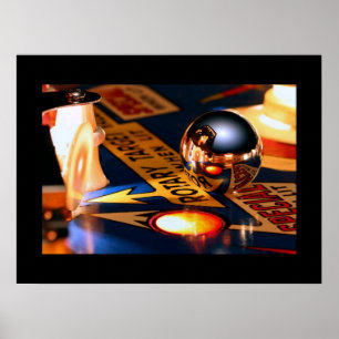 Rocketship pinball poster Black border