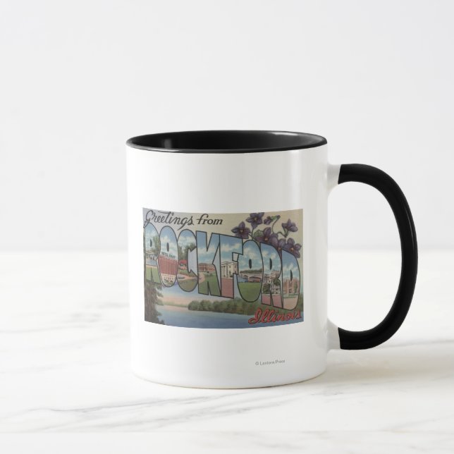 Rockford, Illinois - Large Letter Scenes Mug (Right)