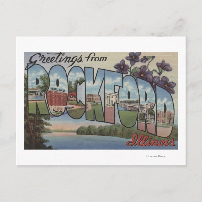 Rockford, Illinois - Large Letter Scenes Postcard (Front)