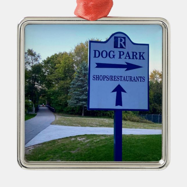 Rockford Michigan Dog Park Sign Metal Ornament (Front)