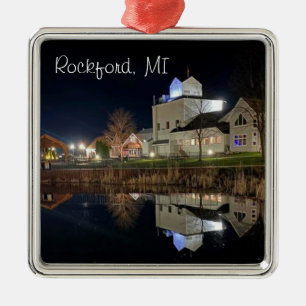 Rockford Michigan Downtown Dam View Metal Ornament