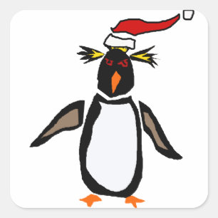 Rockhopper Penguin Christmas Art Square Sticker