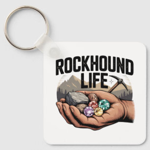 Rockhound Life Rockhounding & Crystal Tumbling Key Ring