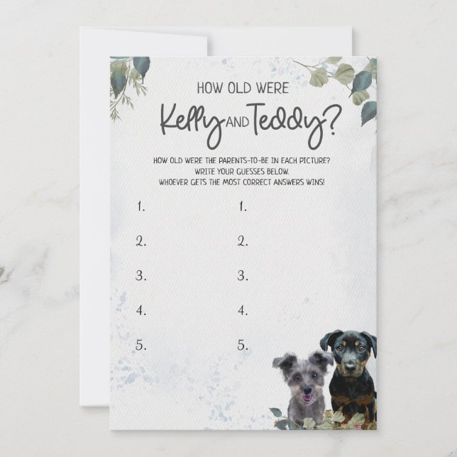 Rockie and Lyla's Mummy Daddy game Card (Front)